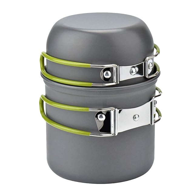 Juego de olla y cuenco de camping de aluminio plegables Cozywind con asas abatibles