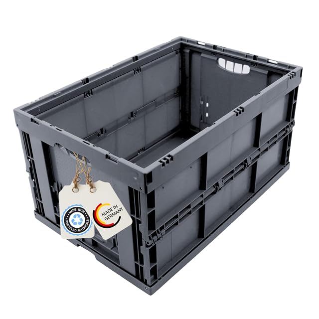 Cajón plegable DieKlappbox gris en formato Euro con las paredes interiores lisas