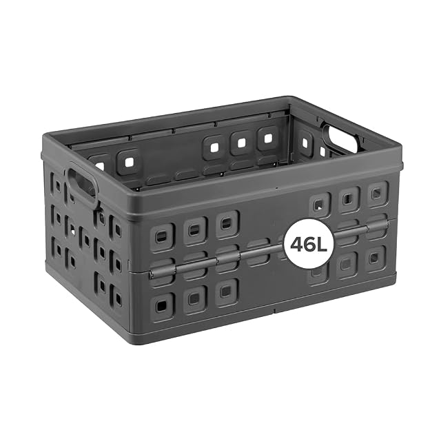 Cajón plegable Sunware antracita con asas integradas, abierto por arriba