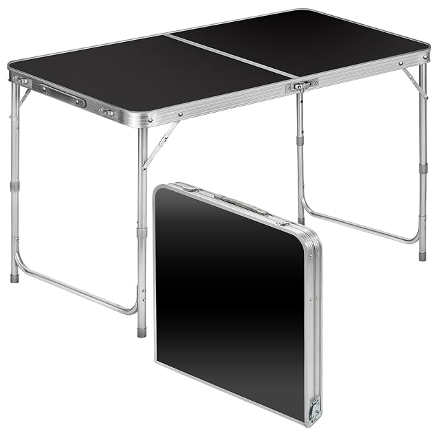 Mesa multiusos plegable de aluminio blanca GOODS+GADGETS con asa de transporte