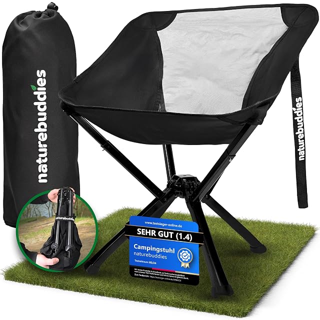 Silla de camping plegable naturebuddies con bastidor de aluminio y respaldo transpirable de malla