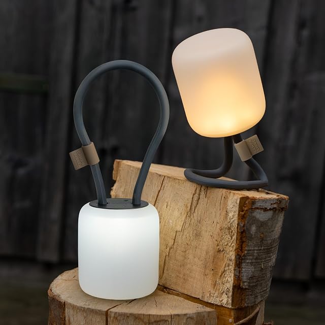 Lámpara de camping rectangular Campo Libre LENI de silicona gris con asa flexible