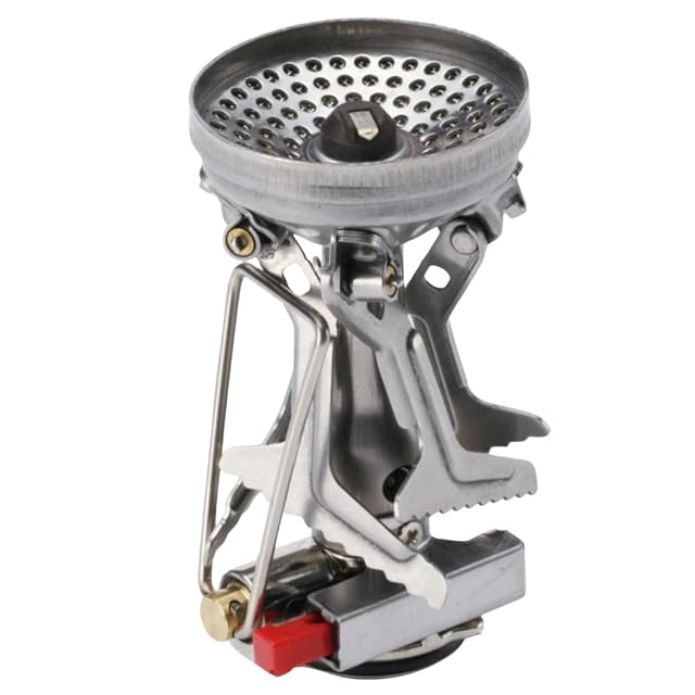 Hornillo de camping de cartucho roscado SOTO Amicus OD-1NV con soportes para olla plegables