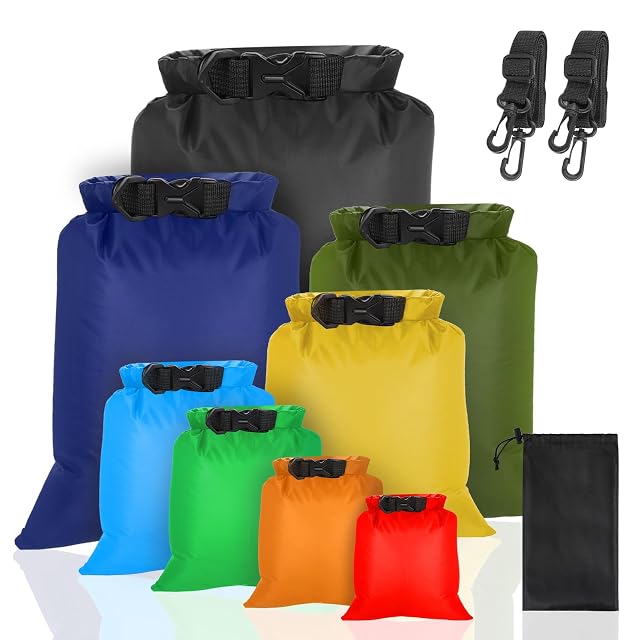 Juego de ocho bolsas estancas VFANDV de colores en tamaños crecientes
