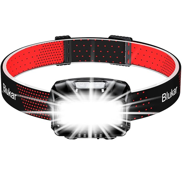Linterna frontal recargable Blukar con emisor COB, regulación continua y luz roja