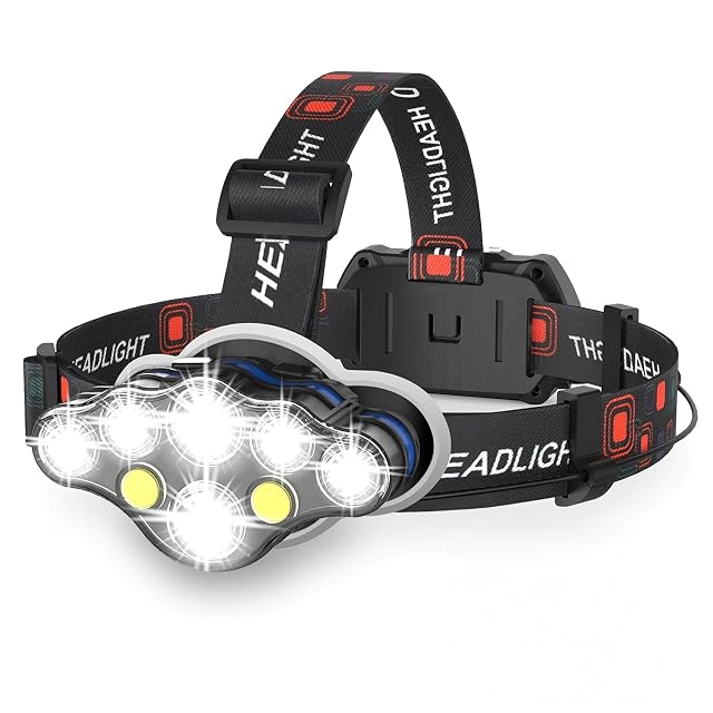 Linterna frontal LED recargable TravelHawk XL con modo de luz roja y funda de transporte