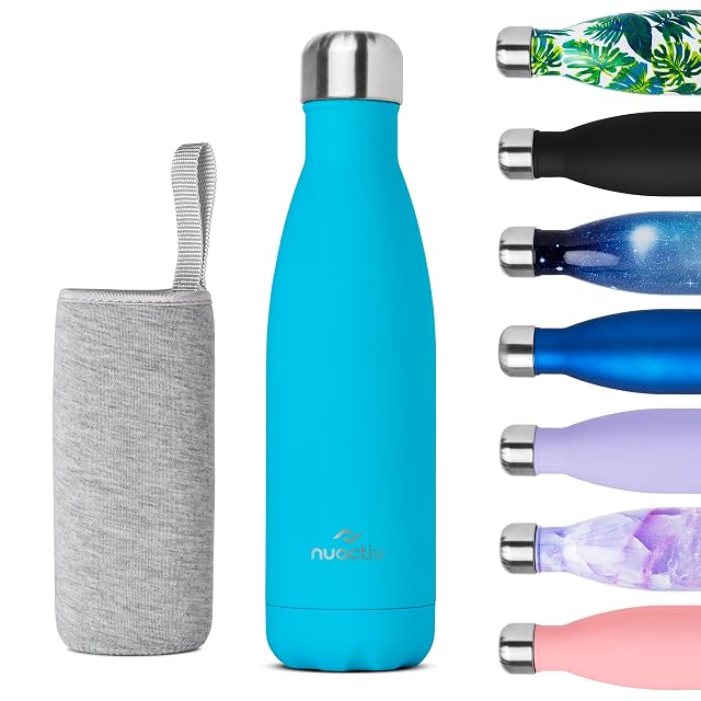 Botella térmica de vacío de acero inoxidable Nuactiv de 500 ml con su funda de algodón