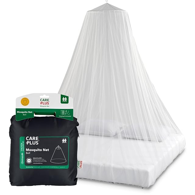 Mosquitera Care Plus Bell Durallin colgada como campana sobre dos plazas para dormir