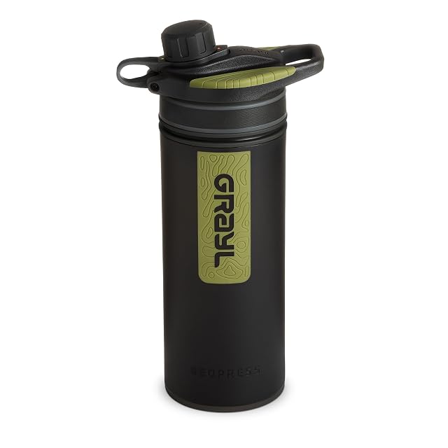 Botella de agua de prensado GRAYL GeoPress de 710 ml en acabado de camuflaje negro