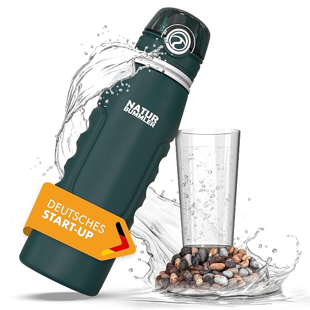 Botella filtrante de agua NATURBUMMLER plegable de 750 ml con mosquetón