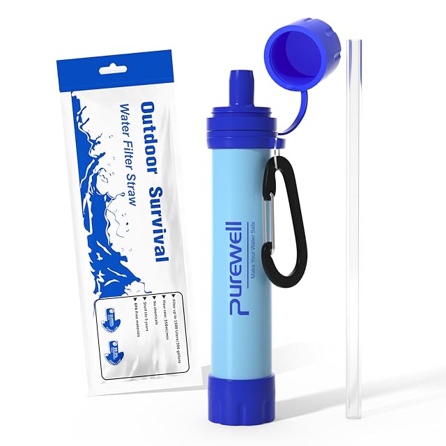 Pajita filtrante de agua de montaña Purewell con mosquetón