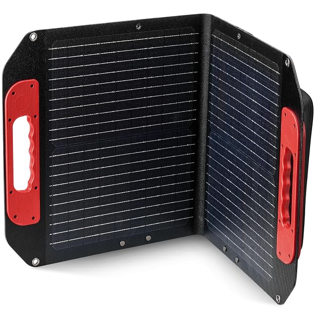 Módulo solar plegable Einhell de 40 W con patas abatibles, asa de transporte y cable XT60
