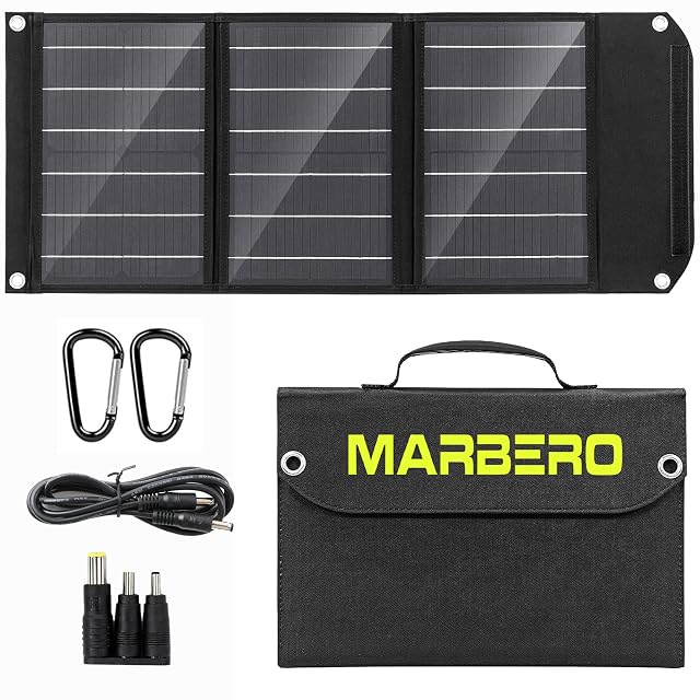 Panel solar plegable MARBERO MBSP30 con asa de transporte y salidas USB-C, USB y CC