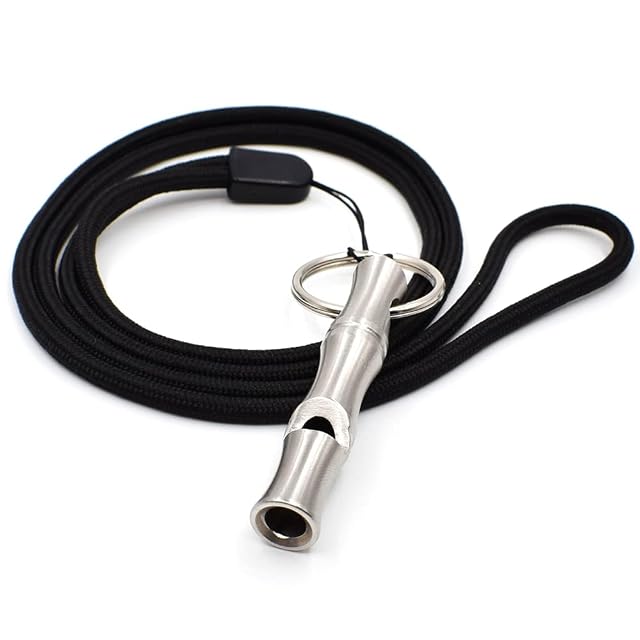 Silbato de emergencia makstore de acero inoxidable con cordón de cuello, cadena y llavero