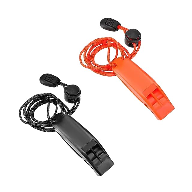 Silbatos de emergencia NIYATA naranja y negro con cordones reflectantes regulables