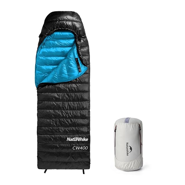 Saco de dormir de plumón ultraligero Naturehike en nailon 20D con capucha y funda de compresión