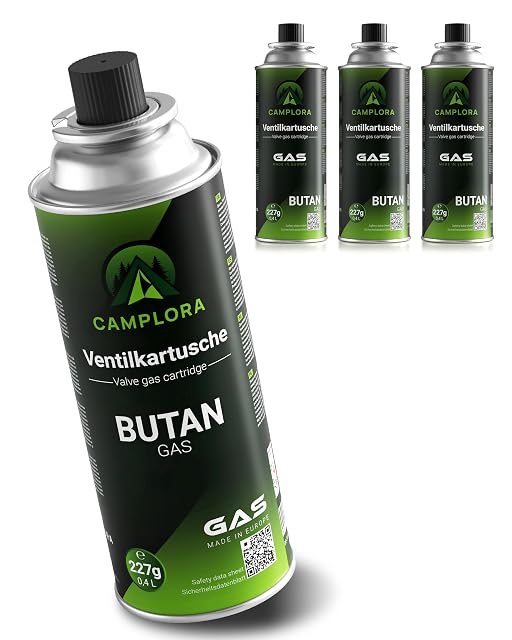 Juego Camplora de cuatro cartuchos de butano de 227 g con válvula de bayoneta MSF-1a