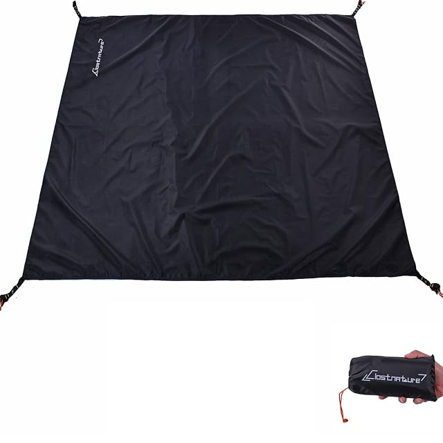 Suelo de tienda impermeable Clostnature gris extendido bajo una tienda de camping