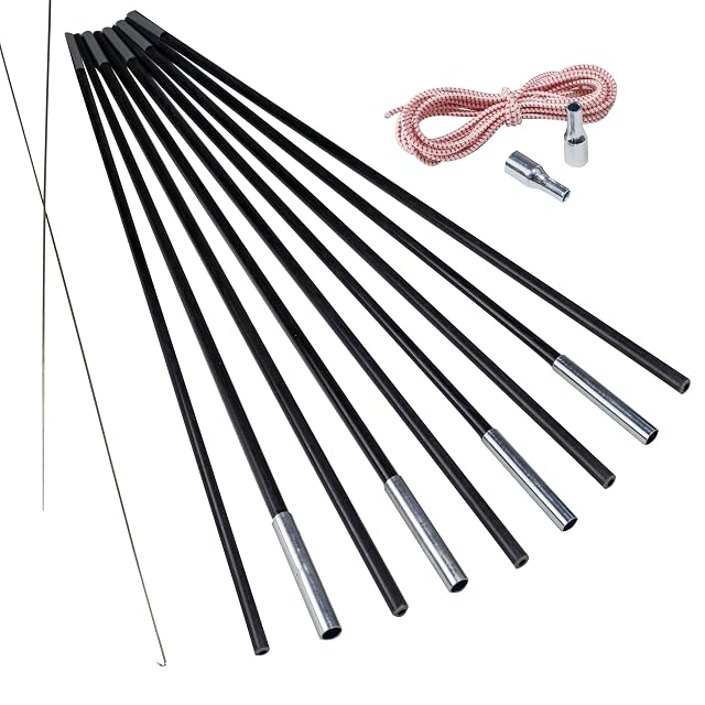 Tramos de varilla de tienda de fibra de vidrio negra Hummelladen con piezas de extremo y cordón elástico