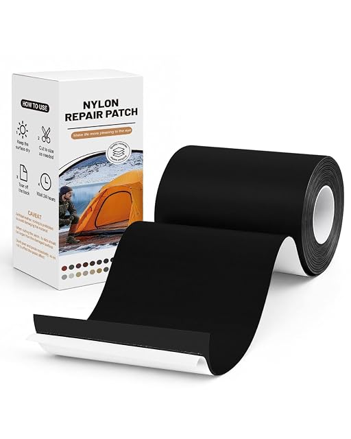 Tira de parche de reparación de nailon autoadhesivo negro BOUYEER para tiendas y toldos