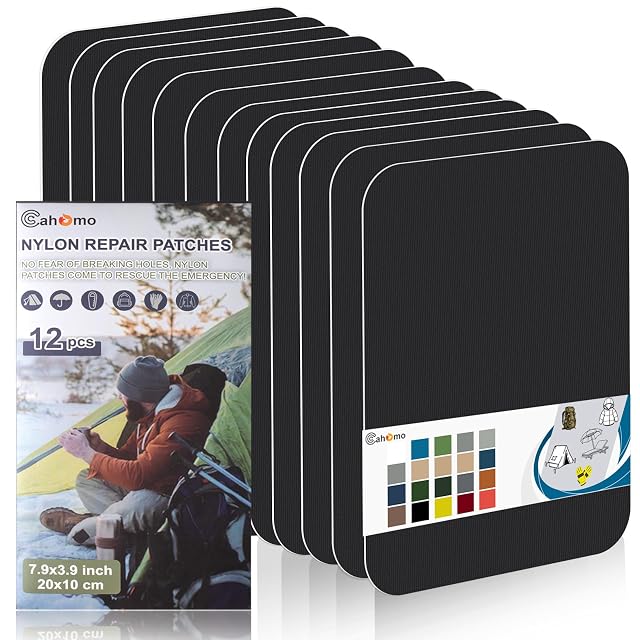 Parches de reparación de nailon autoadhesivo negro Cahomo para tiendas y sacos de dormir