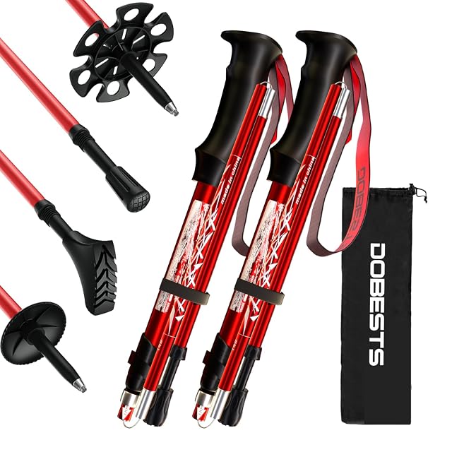 Bastones de trekking plegables de aluminio DOBESTS con puños de EVA y su bolsa de transporte