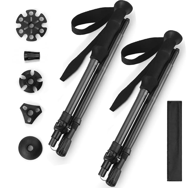Bastones de trekking plegables de carbono ultraligeros KEYTYTAR con puños de espuma EVA