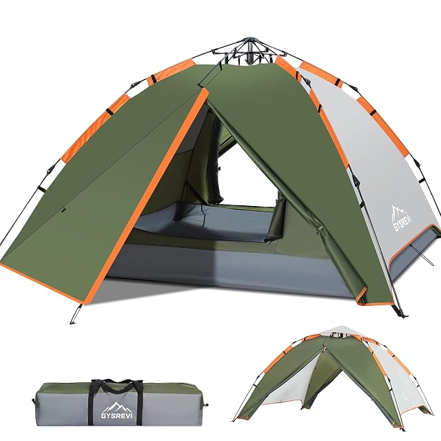 Tienda pop-up automática Gysrevi con dos puertas de malla y una lona exterior desmontable