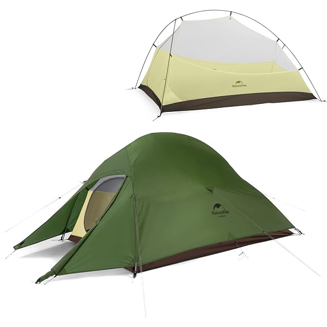 Tienda iglú de dos plazas Naturehike Cloud Up Pro verde oliva con una estructura de varillas en doble Y